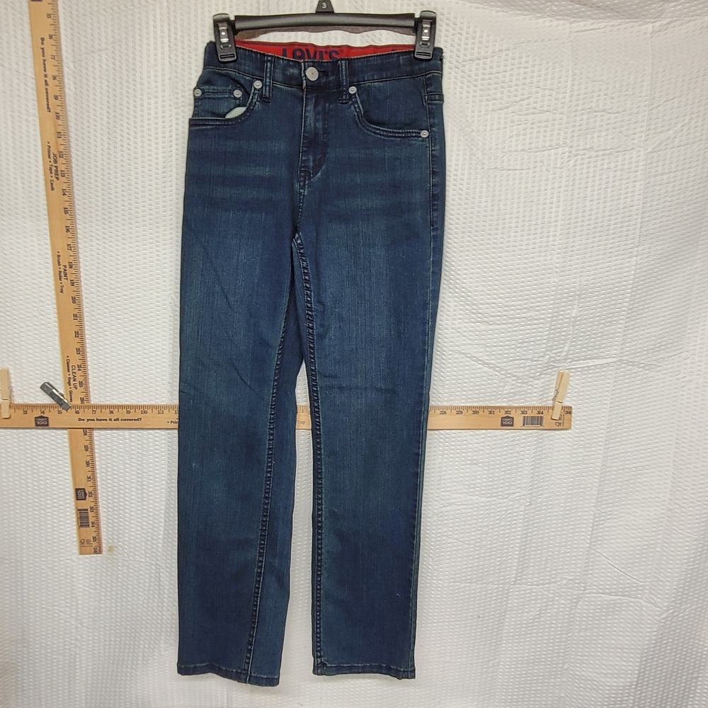 Levis 514 Straight Fit Boys Jeans Dark Wash Adjustable Waist 12 Reg W26 L27